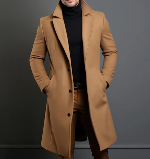 Elegant Wool Overcoat for Men (Single Piece)