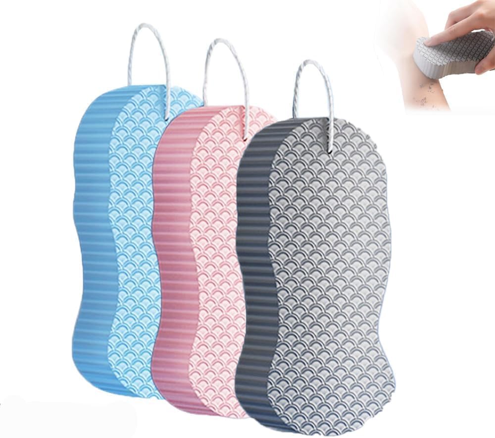 Exfoliating Bath Sponge, 2026 New Super Soft Exfoliating Bath Sponge Set, Exfoliate Body Scrubber Skin Friendly & Reusable for Adults Women and Men (2pcs-a)