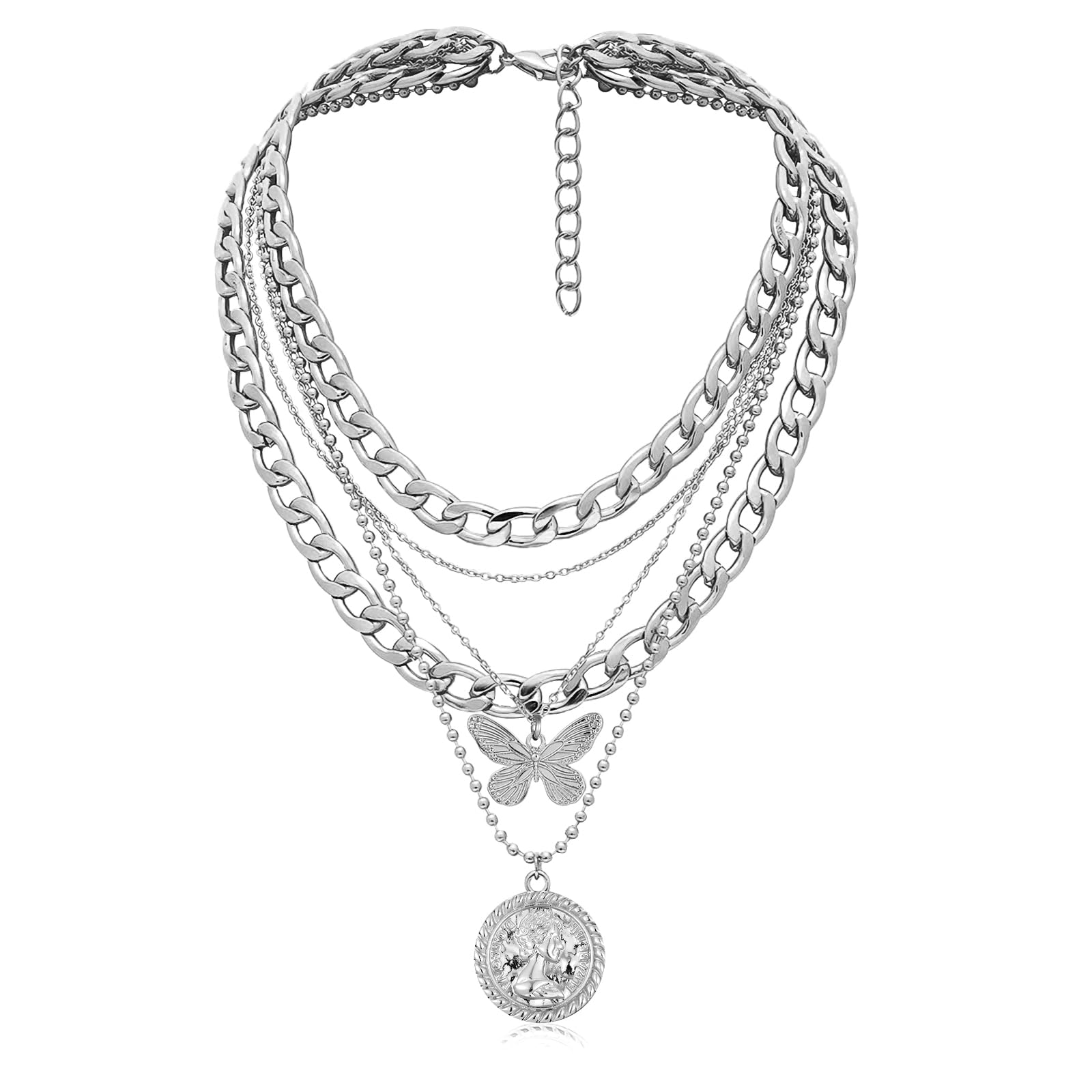 MJartoria Layered Necklaces for Women Trendy Retro Coin Pendant | Dainty Chunky Chain, Choker Necklaces, Jewelry Birthday Gifts