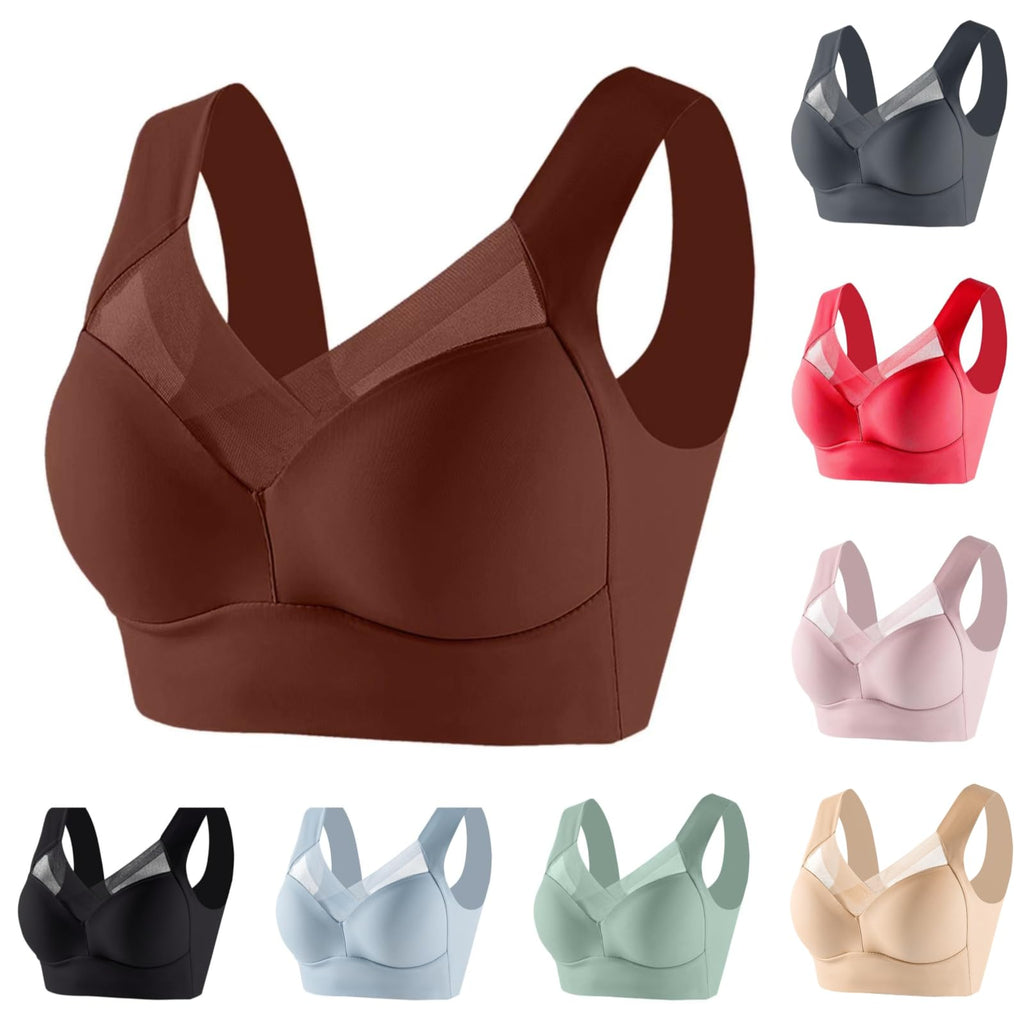 PIFAME Women Comfort Lightweight Wireless Bras Posture Correcting Bra for Seniors Plus Size Full Coverage Soft Everyday Bra