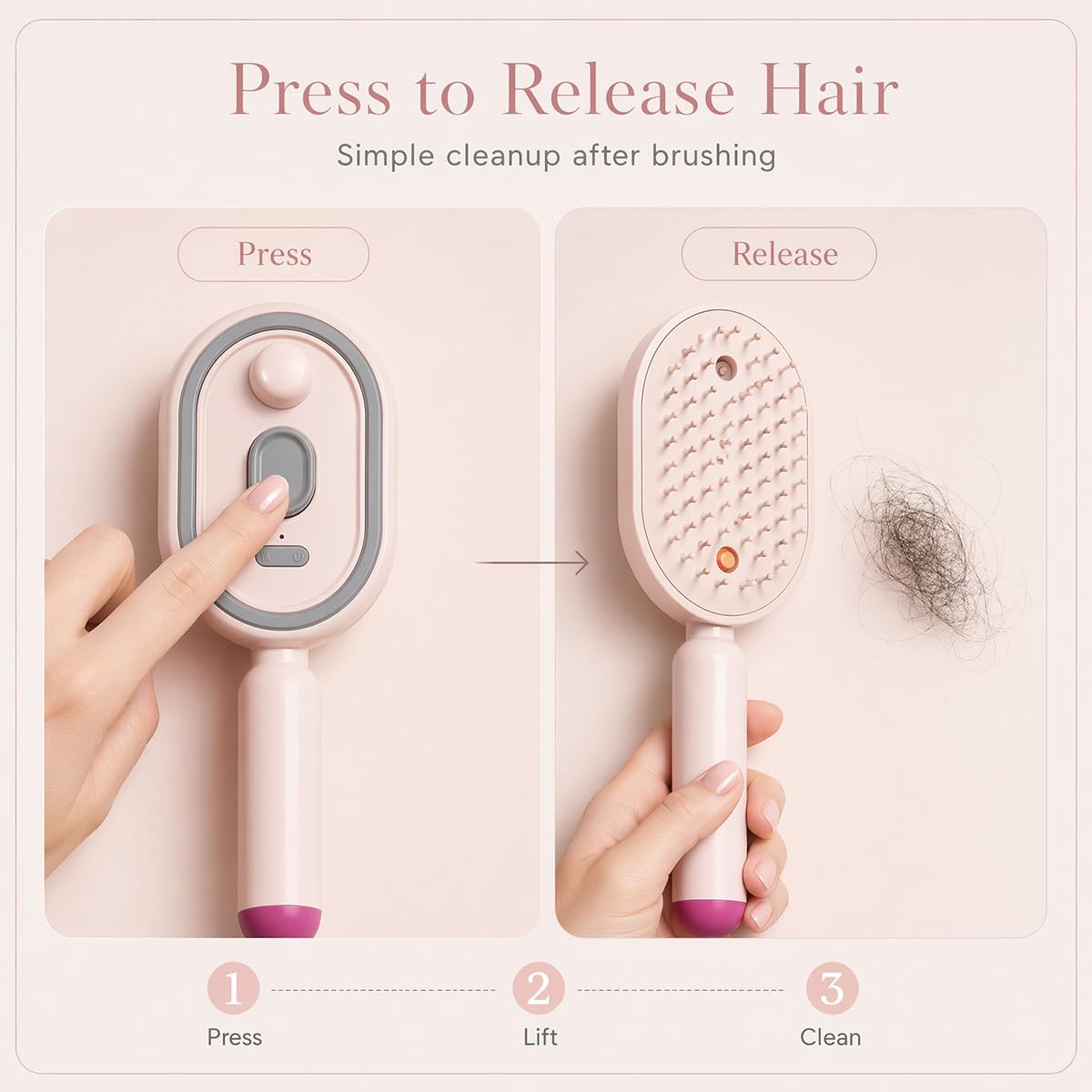 2026 Upgraded Electric Spray air Cushion Massage Comb, Anti-Static & Detangling,Retractable Massage Steam Brush for Frizzy Hair & Scalp Care,Women Men, Rechargeable Air Cushion Hair Brush (Pink)