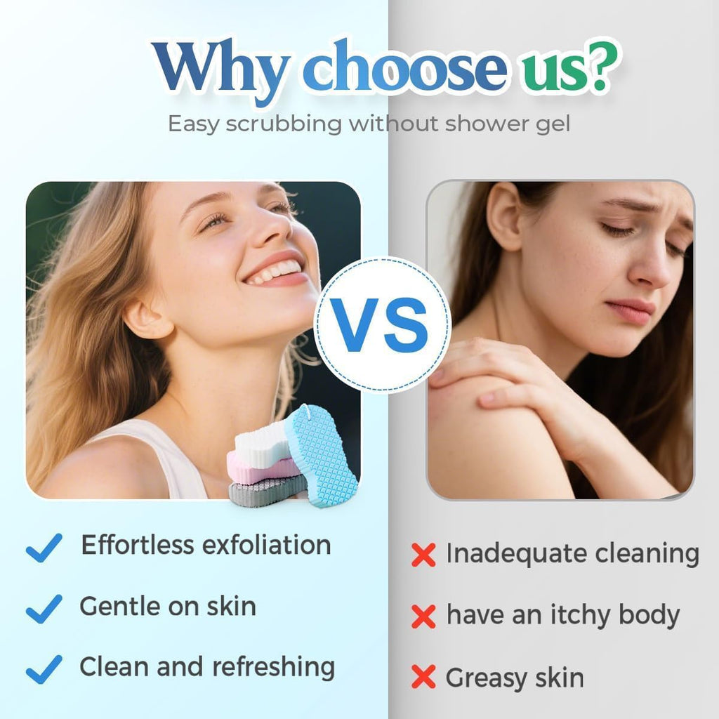 Exfoliating Bath Sponge, 2026 New Super Soft Exfoliating Bath Sponge Set, Exfoliate Body Scrubber Skin Friendly & Reusable for Adults Women and Men (2pcs-a)