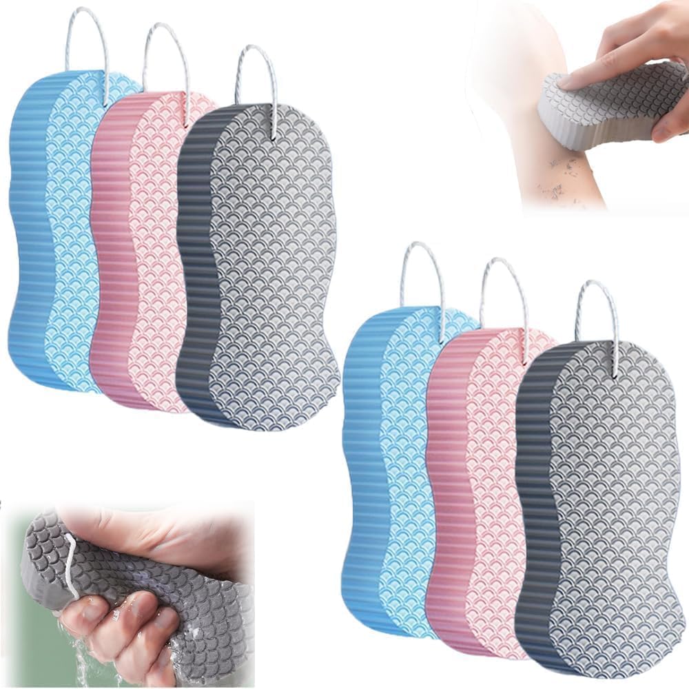 Exfoliating Bath Sponge, 2026 New Super Soft Exfoliating Bath Sponge Set, Exfoliate Body Scrubber Skin Friendly & Reusable for Adults Women and Men (2pcs-a)
