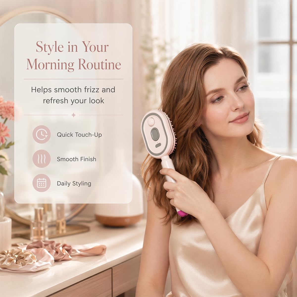 2026 Upgraded Electric Spray air Cushion Massage Comb, Anti-Static & Detangling,Retractable Massage Steam Brush for Frizzy Hair & Scalp Care,Women Men, Rechargeable Air Cushion Hair Brush (Pink)