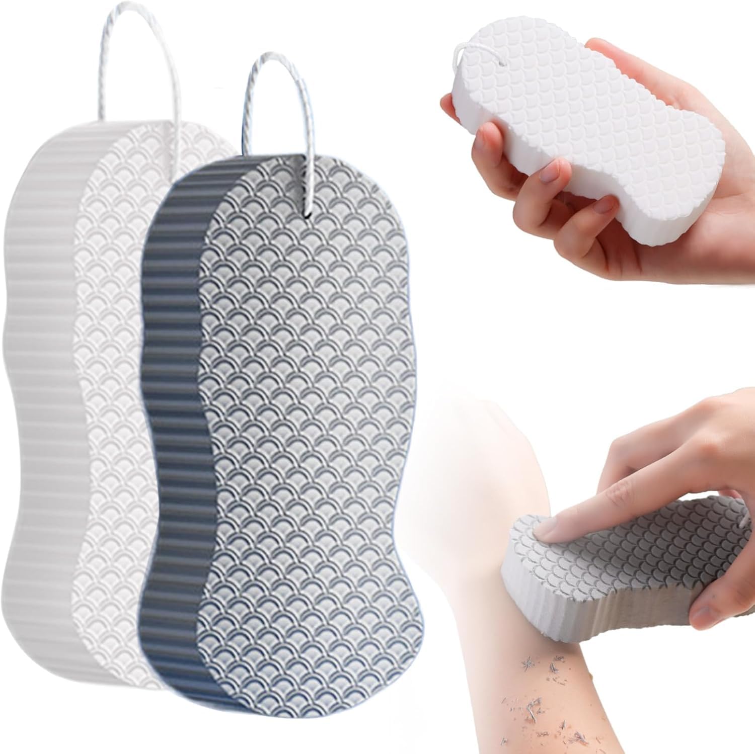 Exfoliating Bath Sponge, 2026 New Super Soft Exfoliating Bath Sponge Set, Exfoliate Body Scrubber Skin Friendly & Reusable for Adults Women and Men (2pcs-a)