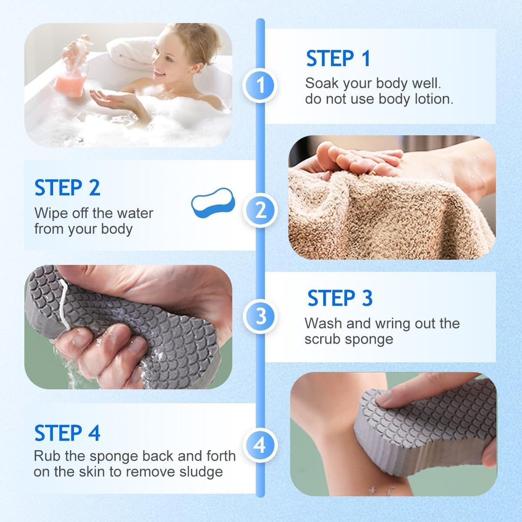 Exfoliating Bath Sponge, 2026 New Super Soft Exfoliating Bath Sponge Set, Exfoliate Body Scrubber Skin Friendly & Reusable for Adults Women and Men (2pcs-a)