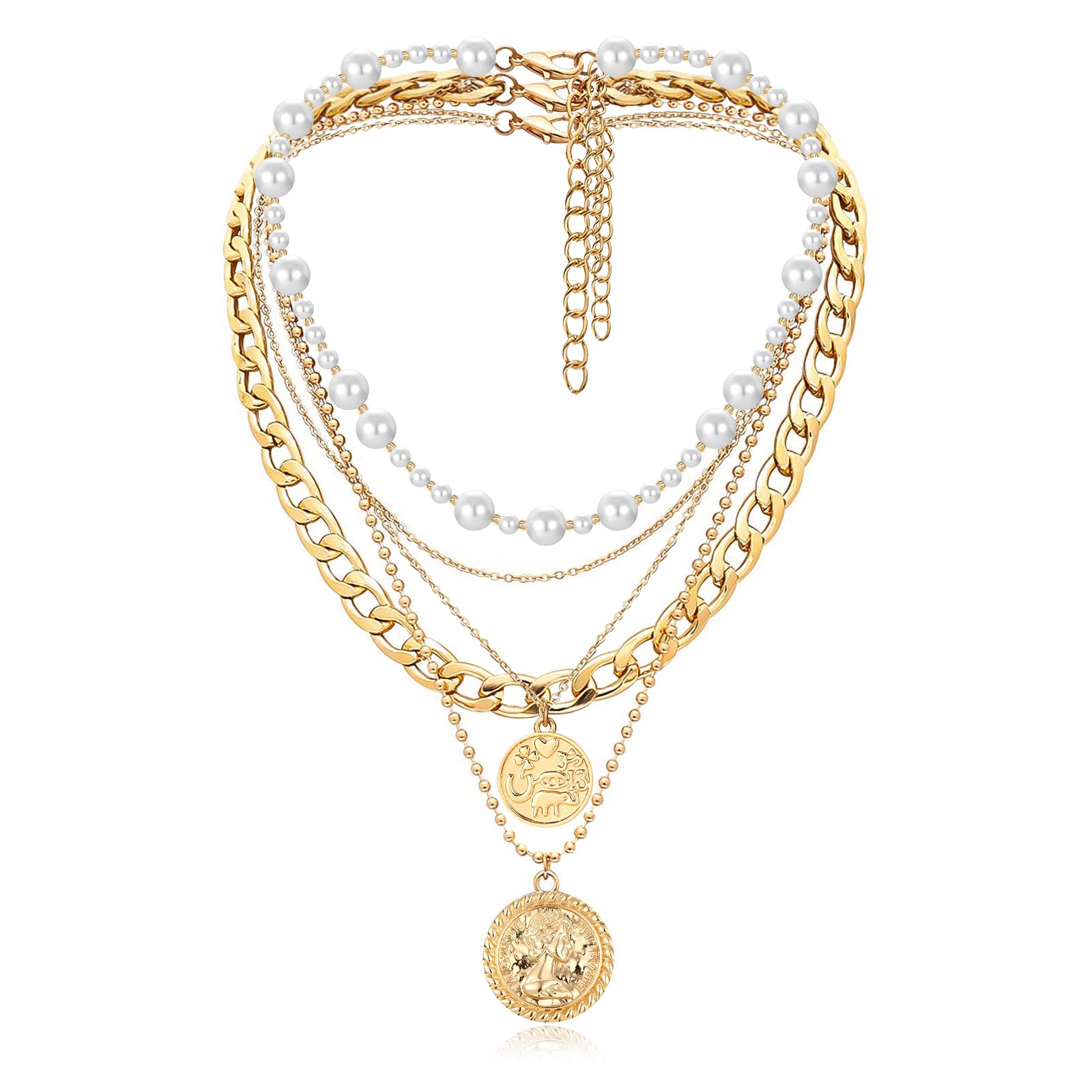 MJartoria Layered Necklaces for Women Trendy Retro Coin Pendant | Dainty Chunky Chain, Choker Necklaces, Jewelry Birthday Gifts
