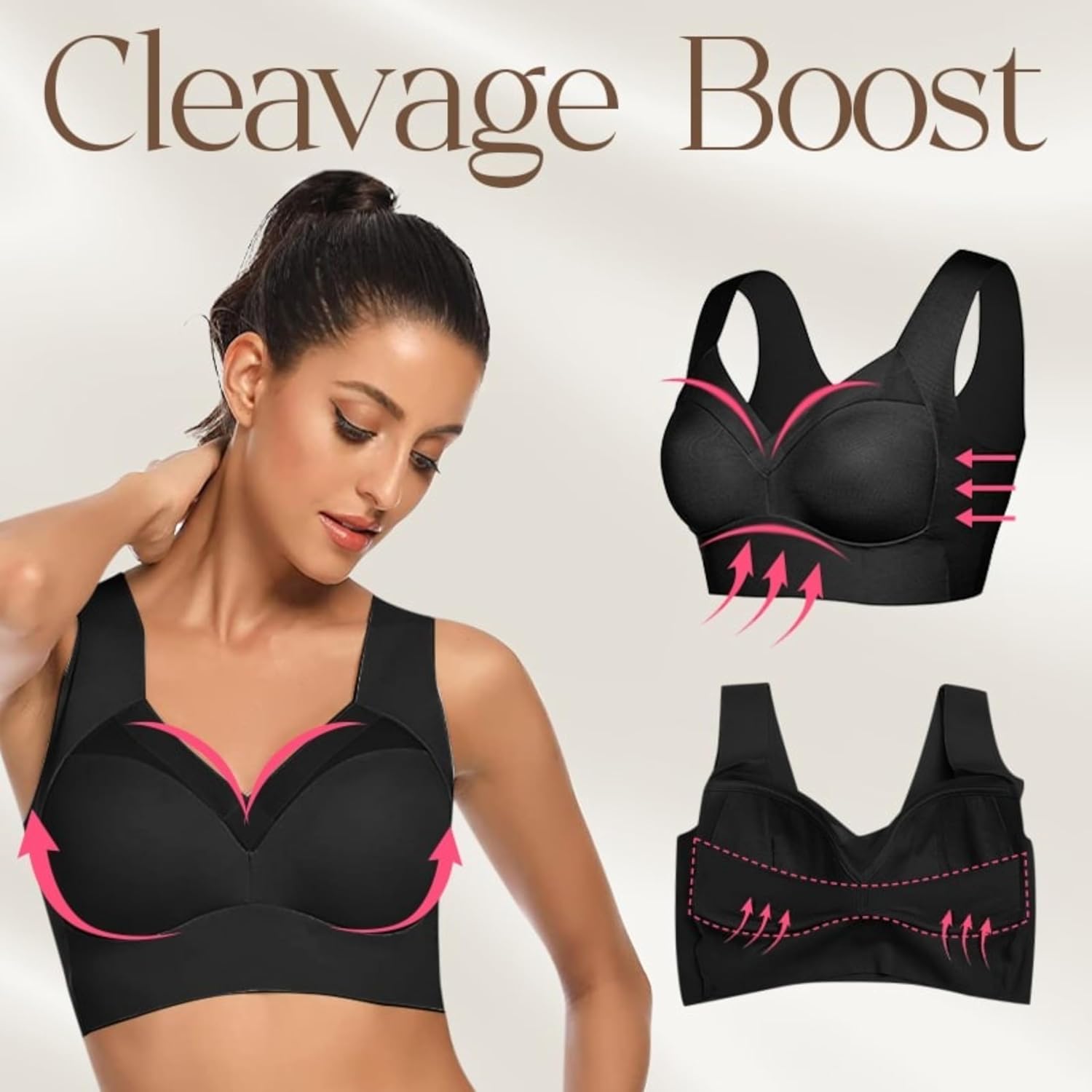 PIFAME Women Comfort Lightweight Wireless Bras Posture Correcting Bra for Seniors Plus Size Full Coverage Soft Everyday Bra