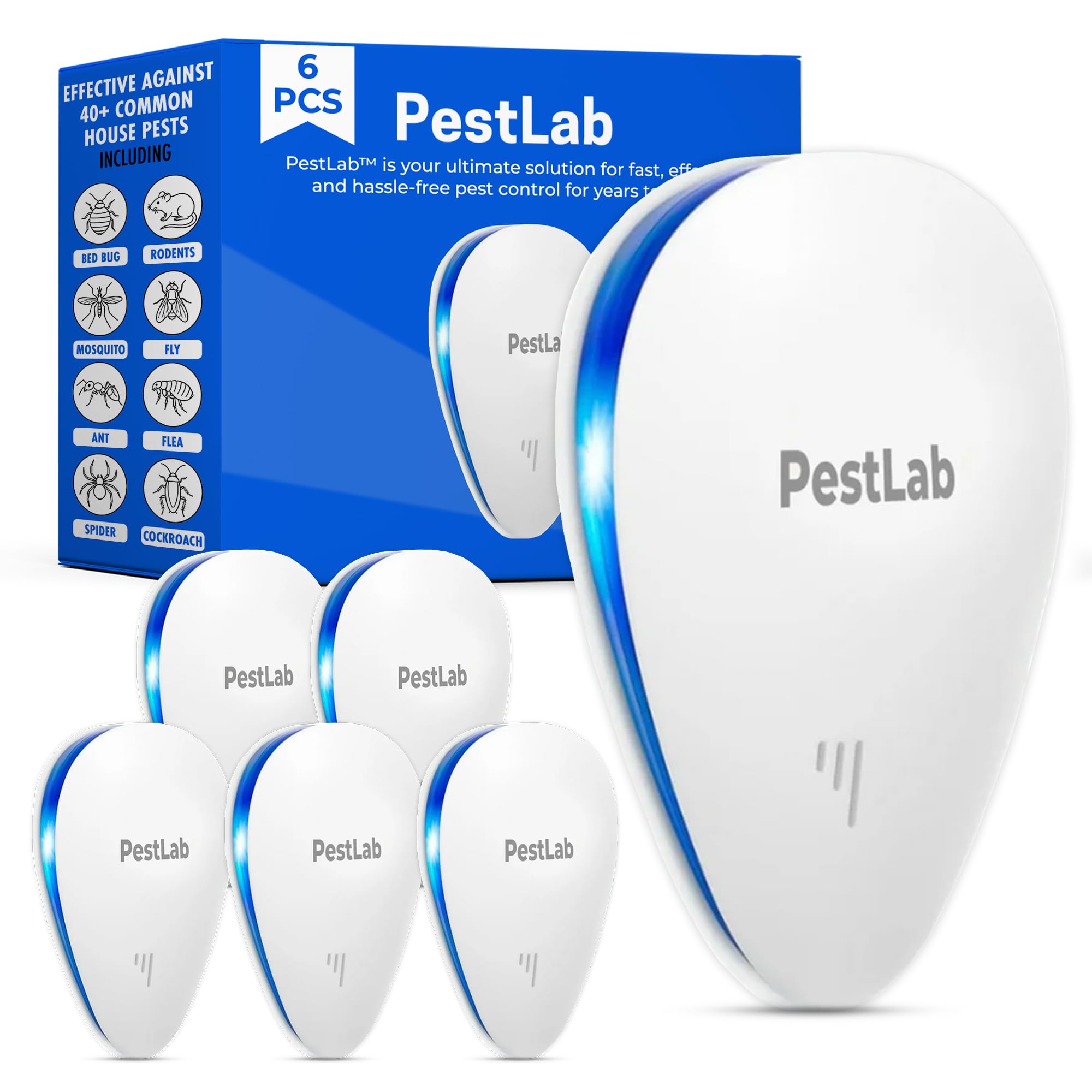 PestLab Ultrasonic Pest Repeller – Indoor Plug In Bug Repellent for Mice, Rodents, Rats, Roaches, Ants, Spiders, Mosquitoes & Bed Bugs – Electronic Pest Control Device with 300 Sq Ft Coverage – 1 Pack