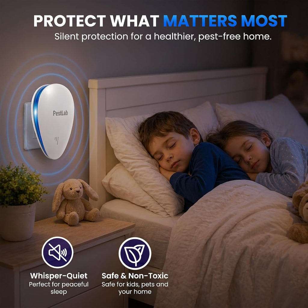 PestLab Ultrasonic Pest Repeller – Indoor Plug In Bug Repellent for Mice, Rodents, Rats, Roaches, Ants, Spiders, Mosquitoes & Bed Bugs – Electronic Pest Control Device with 300 Sq Ft Coverage – 1 Pack
