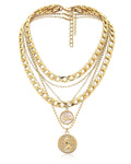 MJartoria Layered Necklaces for Women Trendy Retro Coin Pendant | Dainty Chunky Chain, Choker Necklaces, Jewelry Birthday Gifts