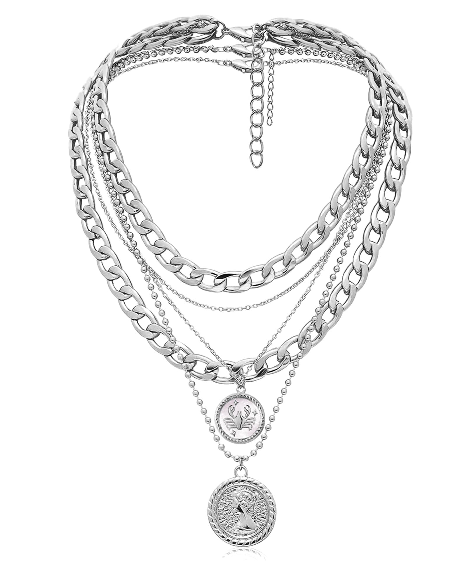 MJartoria Layered Necklaces for Women Trendy Retro Coin Pendant | Dainty Chunky Chain, Choker Necklaces, Jewelry Birthday Gifts