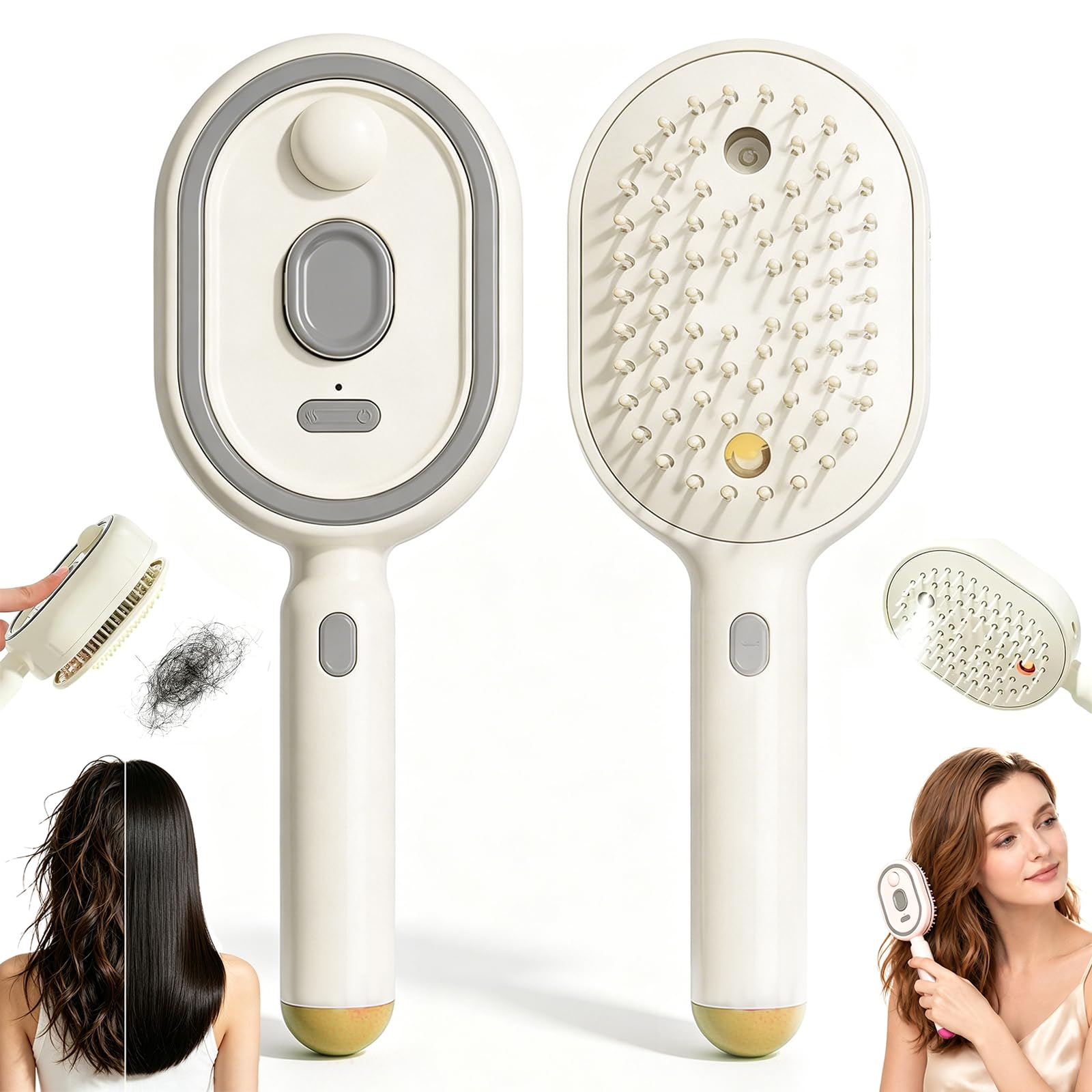 2026 Upgraded Electric Spray air Cushion Massage Comb, Anti-Static & Detangling,Retractable Massage Steam Brush for Frizzy Hair & Scalp Care,Women Men, Rechargeable Air Cushion Hair Brush (Pink)