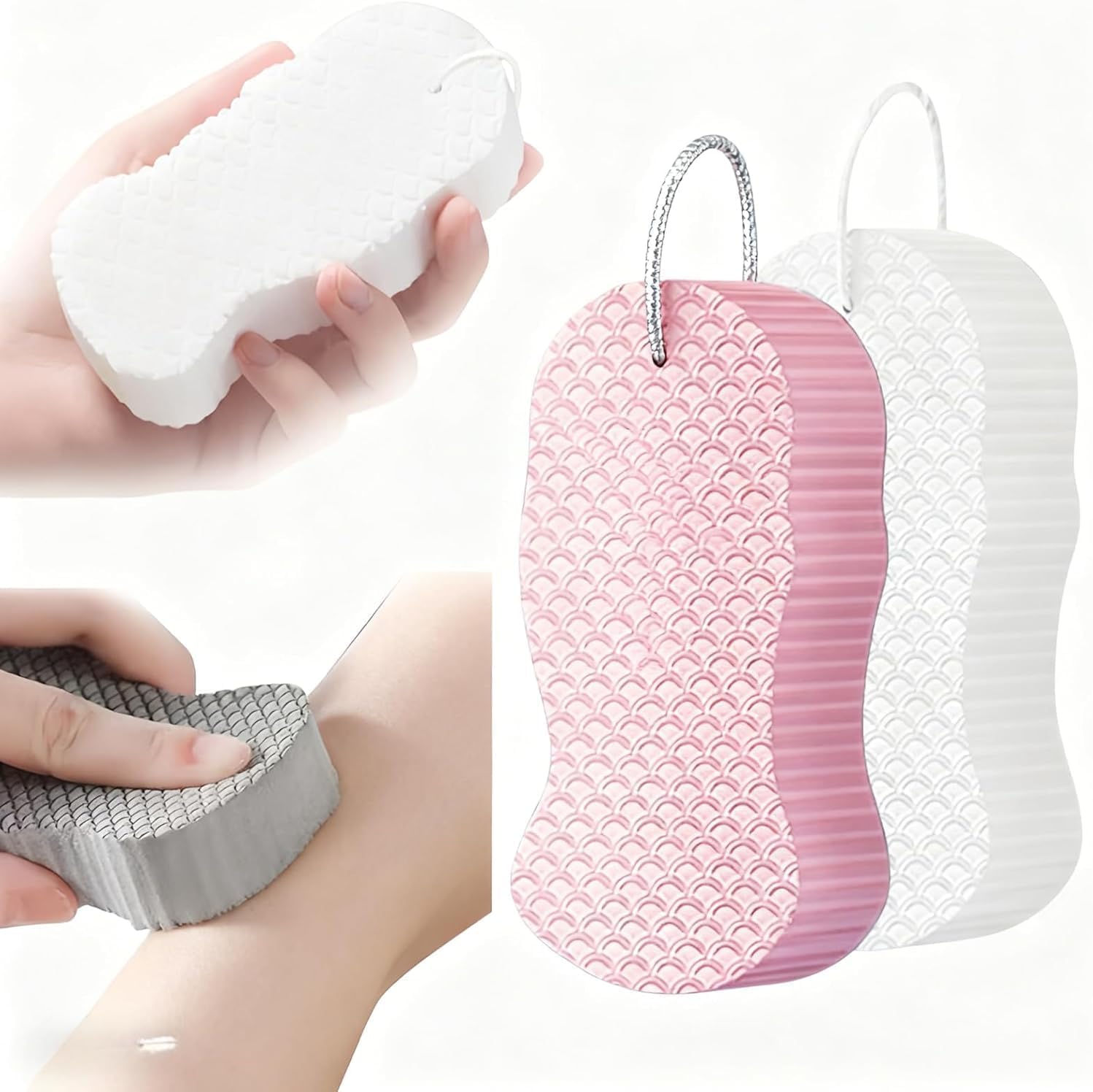 Exfoliating Bath Sponge, 2026 New Super Soft Exfoliating Bath Sponge Set, Exfoliate Body Scrubber Skin Friendly & Reusable for Adults Women and Men (2pcs-a)