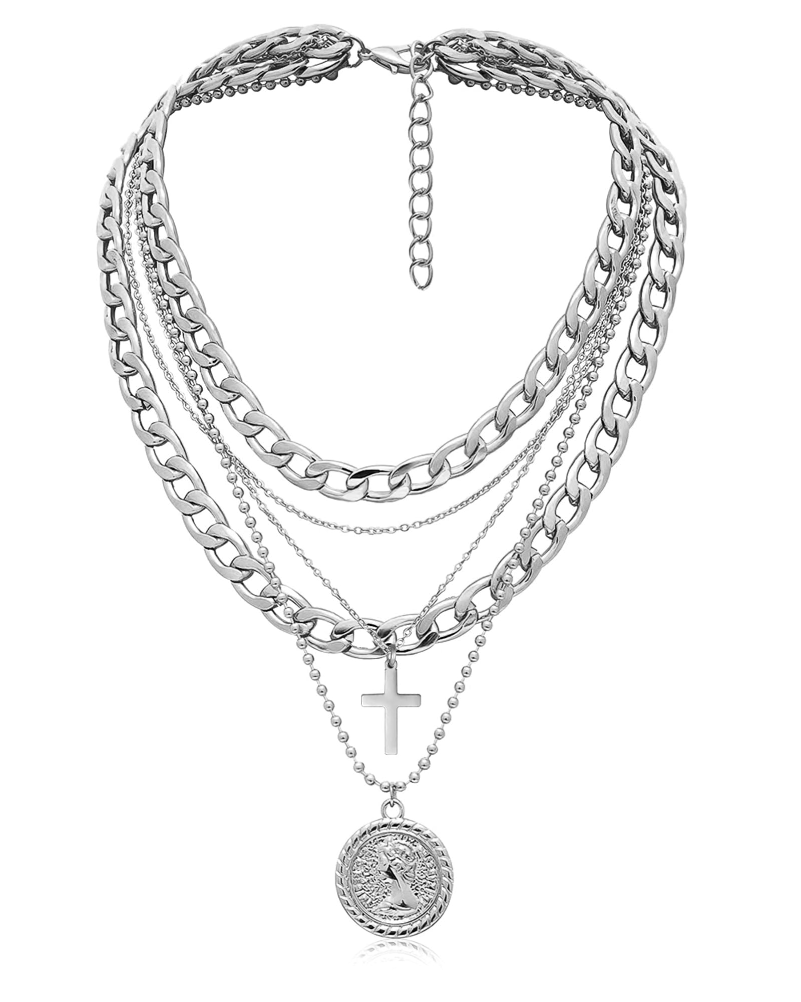 MJartoria Layered Necklaces for Women Trendy Retro Coin Pendant | Dainty Chunky Chain, Choker Necklaces, Jewelry Birthday Gifts