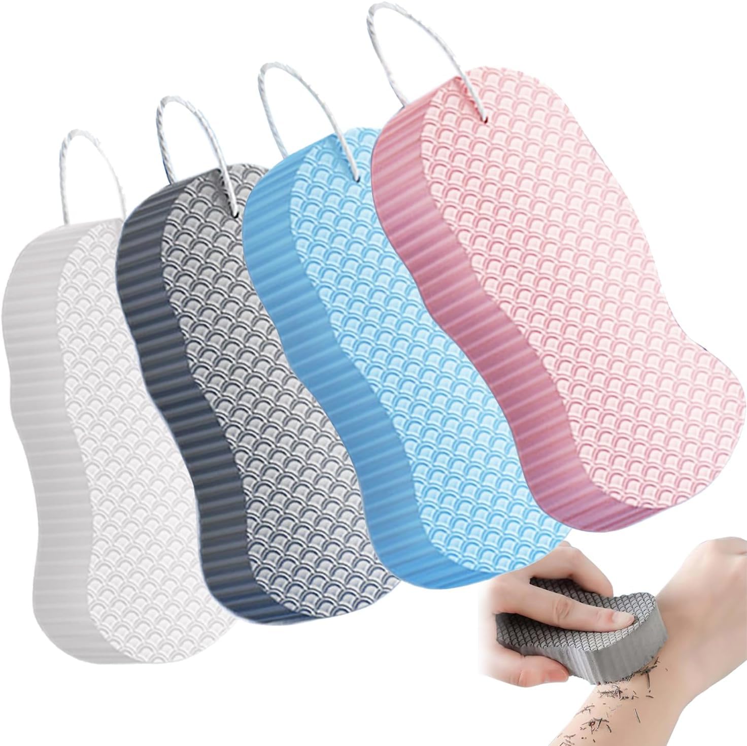 Exfoliating Bath Sponge, 2026 New Super Soft Exfoliating Bath Sponge Set, Exfoliate Body Scrubber Skin Friendly & Reusable for Adults Women and Men (2pcs-a)