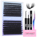 Geeneiya Fluffy Lash Extension Kit Cluster Lashes DIY Eyelash Extension Kit Individual Lashes Kit with Lash Bond and Seal Glue Lash Applicator DIY at Home for Beginners(60P+80P 280Pcs)
